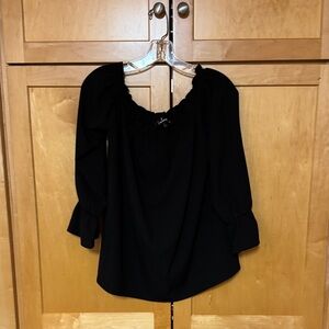Lulu's Black Ruffled Blouse
